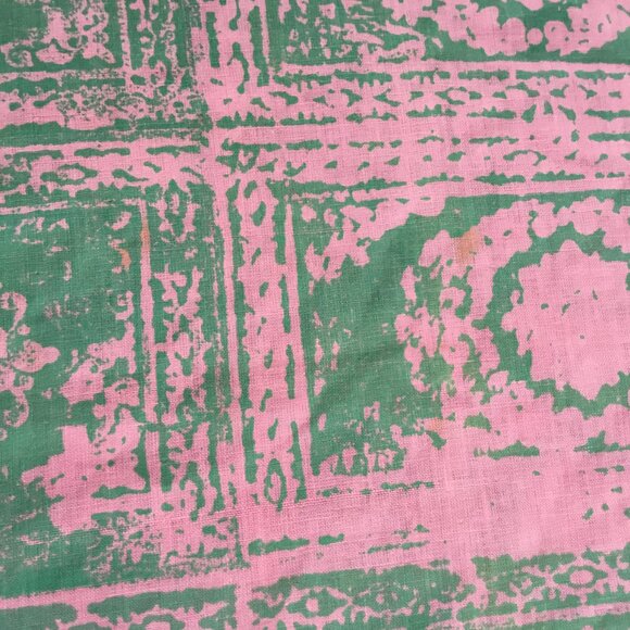 Vtg Douglas Ram Samuj Pink & Green Abstract Hand Printed Textile Yardage Fabric - Picture 12 of 14